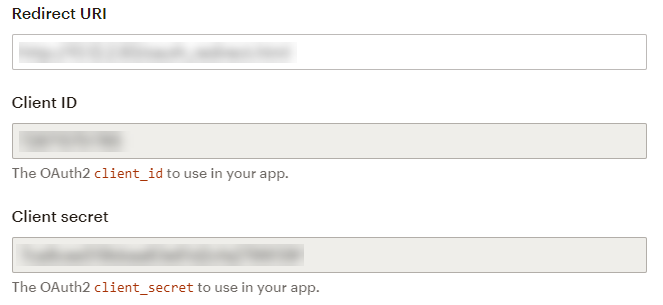 Client ID and Client secret