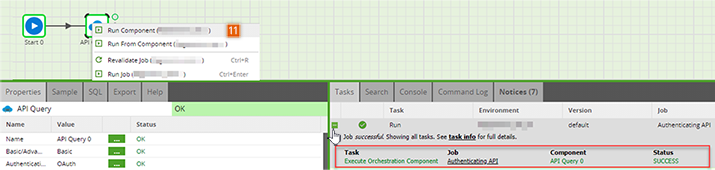 API Query Component-Run Job