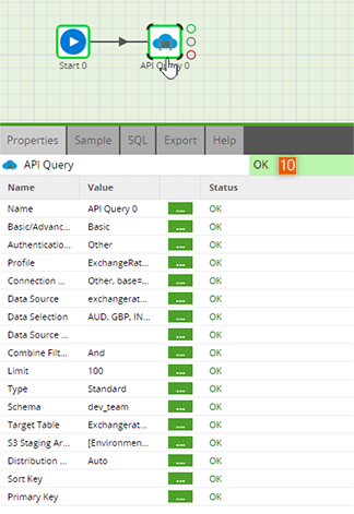 API Query Component properties