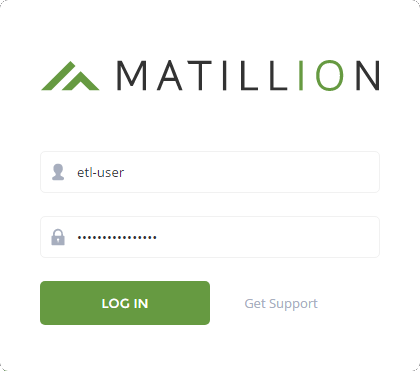 Matillion ETL login screen