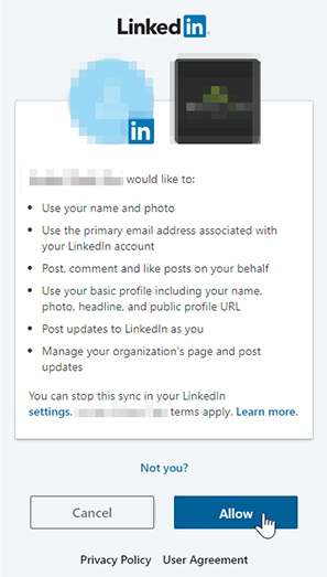 Allow LinkedIn access