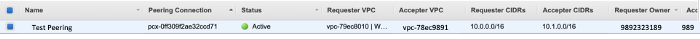 Peering Connection Staus