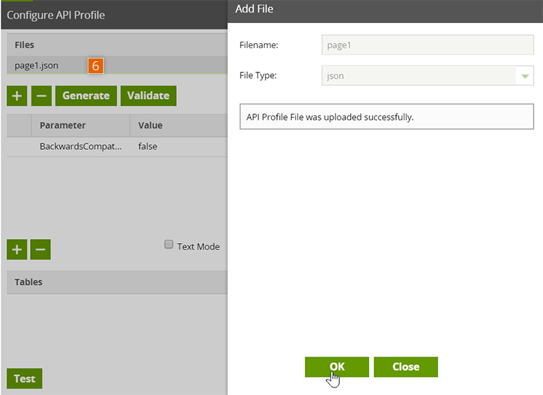 API Profile File Uploaded Successfully