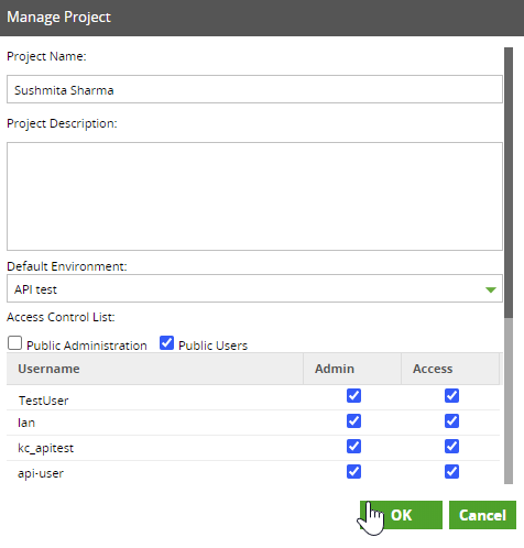 User Permissions for Project